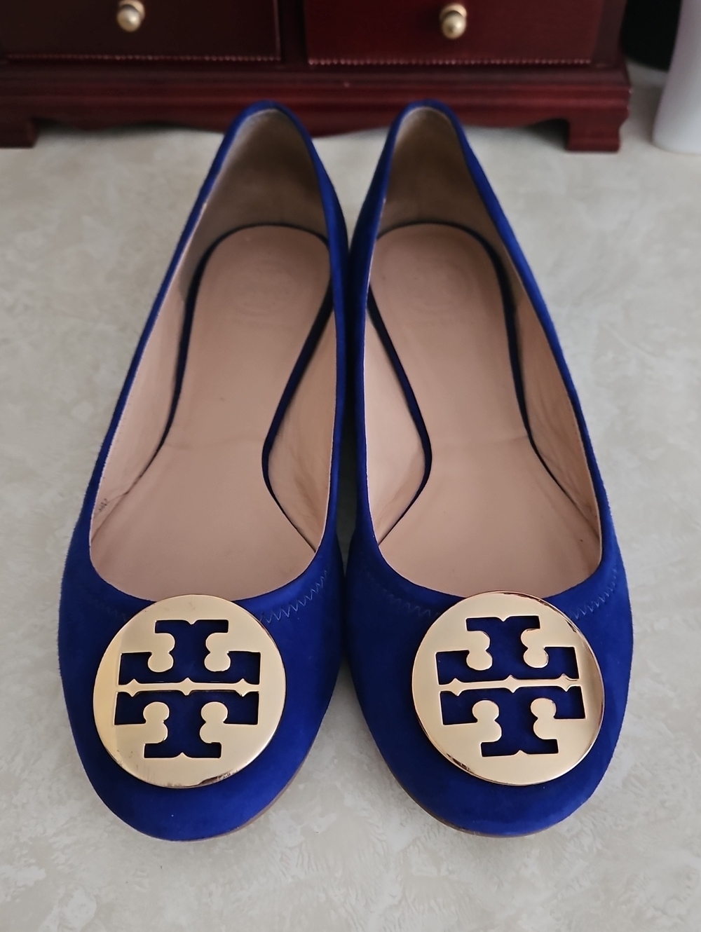 Tory Burch Cobalt Blue Suede Ballet Flats , Size 9M. - Picture 2 of 12